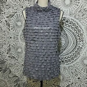 NY Collection grey/silver ruffle tank